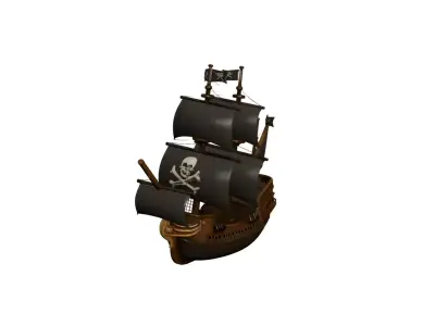 Black Galleon Ship 3D Model Realistic Historical Sailing Vessel 3D model