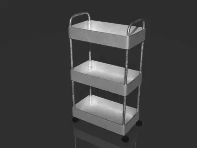 3 Tier Rolling Storage Cart 3D Model Metal Unreal Realistic PBR Low-poly 3D model