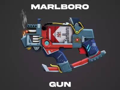 Stylized Marlboro gun for game ready  Low-poly 3D model