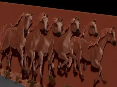 running horse relief panel 3D print model