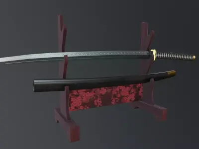 Japanese katana Low-poly 3D model buy