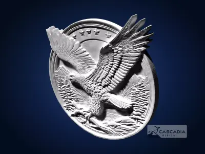 Eagle Emblem Round - CNC Router Carving Casting animal 3D print model