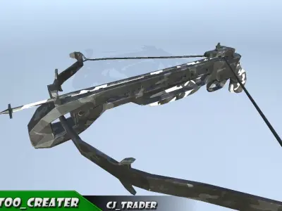 Sci-Fi Crossbow Low-poly 3D model Low-poly 3D model