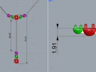 Dangling necklace center part 2 3D print model