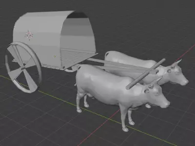 Bullock-cart ox cart Free 3D model