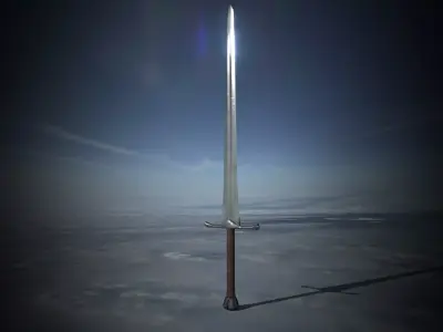 Medieval Sword PBR Game-Ready Low-poly 3D model