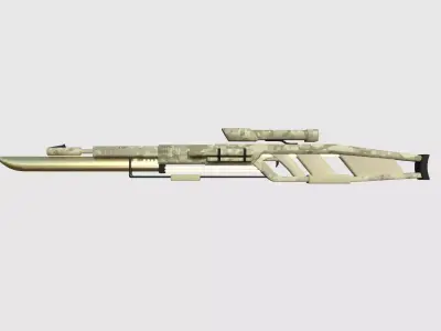 SciFi Sniper Gunblade A10 Desert Camouflage - Fiction Weaponry Low-poly 3D model