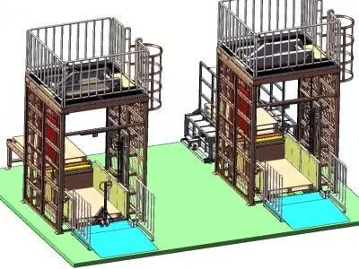 2Ton Vertical Freight Platform  Pallet Cargo Lift Elevator 3D model