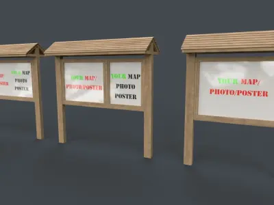 PBR Outdoor Wooden Notice Board A  Low-poly 3D model