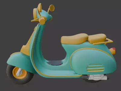Vintage Retro Scooter 3D Model 3D model shop