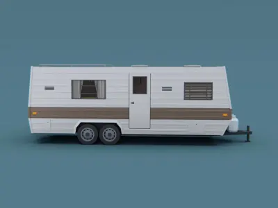 Big Camper Trailer Classic Stylized Low-poly 3D model