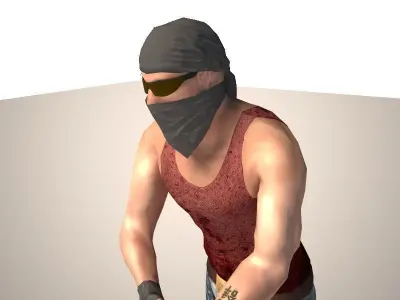 Terrorist character mercenary Low-poly 3D model