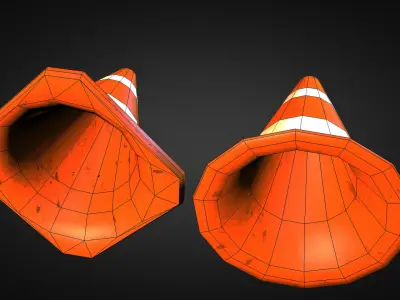 Traffic Cones Low-poly 3D model