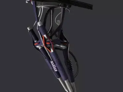 Trimaniple robotic arm animated 3D model