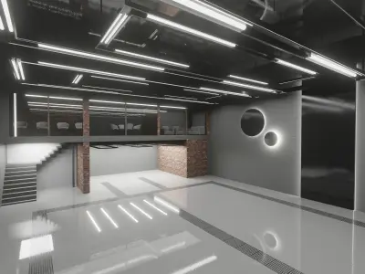 Warehouse loft 3D model 2