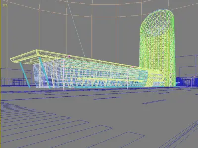 Station Building 3D model purchase