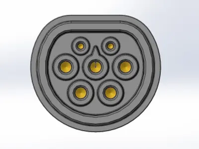 Type2 MENNEKES vehicle connector up to 480V and 16A 3 or 1 phase 3D print model
