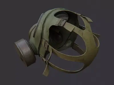Olive Gas Mask Prop with Filter Low-poly 3D model