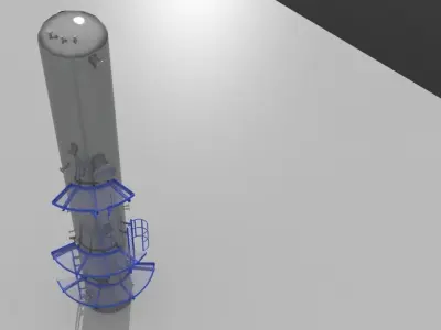 Industrial Equipment Vessels Skid Crane and Piping 3D model