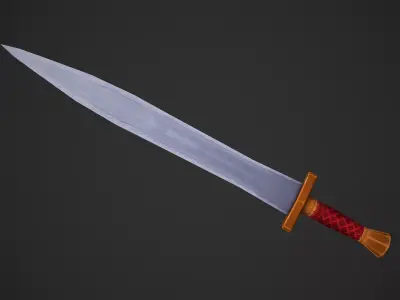 Hand Painted Low Poly Sword Free low-poly 3D model
