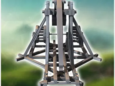 Medieval trebuchet with wooden counterweight 1 - Medieval Gothic 3D print model purchase