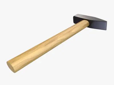 universal hammer with wooden handle 3D model