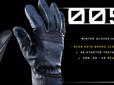 Winter Gloves 005 Low-poly 3D model
