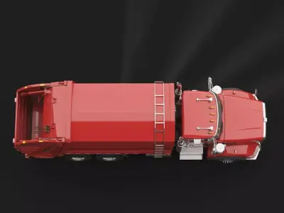 Red Garbage Truck 3D model