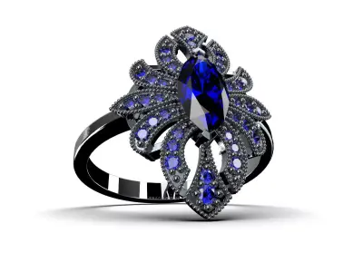 Vintage Ring with Marquise-Cut Gemstone 3D print model