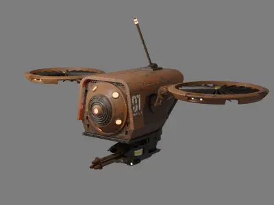 Sci-fi rust drone Low-poly 3D model