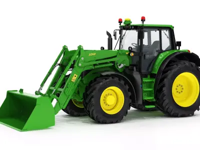 Tractor John Deere 6195M Utility with Loader 3D model