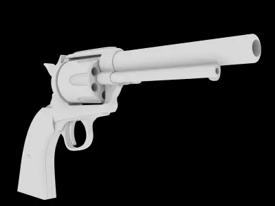 revolver Low-poly 3D model 7