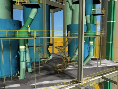 Cyclone Preheater Cement Plant Free 3D model