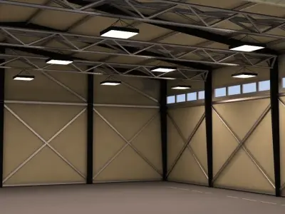 aircraft hangar  Low-poly 3D model