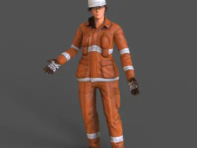 worker Female Realistic rigged Animated Low-poly 3D model