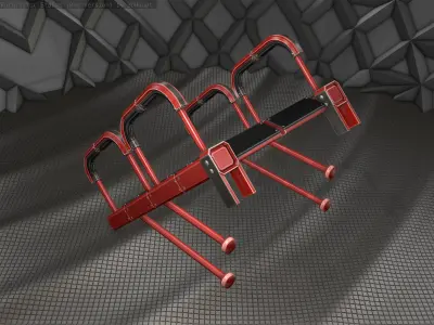Sci-Fi Stairs - 25 - Red Version Low-poly 3D model