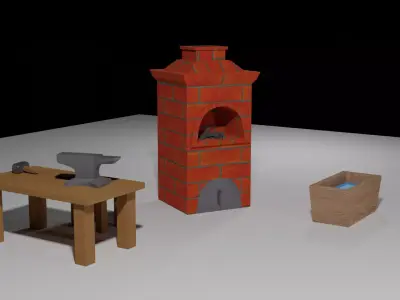 Forge set Low-poly 3D model