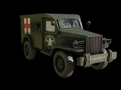 3D model 1940s war dodge truck Low-poly 3D model