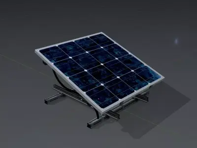 Solar module version 3 2x2m tilt angle 20 degrees with stand Low-poly 3D model