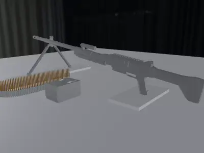 GPMG-S14 rifle on table Low-poly 3D model