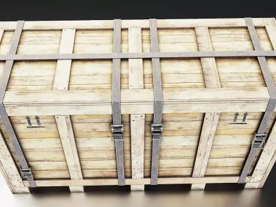 Wooden Shipping Crate with Straps Low-poly 3D model