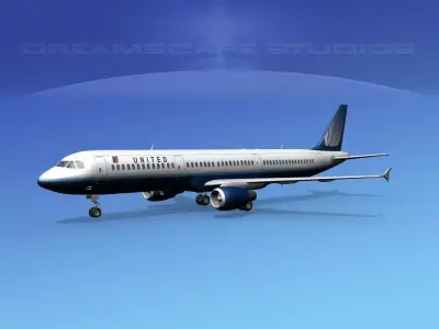 Airbus A321 United 2 3D model
