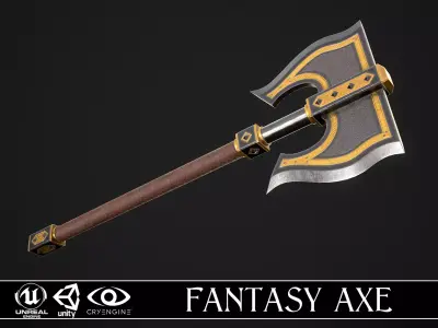 Fantasy Axe 1D Low-poly 3D model