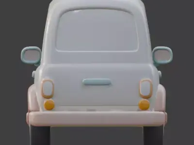 Stylized Pastel Cartoon Car 3D Model Low-poly 3D model