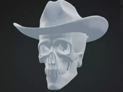 Skull with Hat 3D Model Realistic Decorative Sculpture Free 3D print model