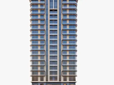 Modern residential building 1 3D model