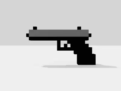 Voxel Pistol Low-poly 3D model