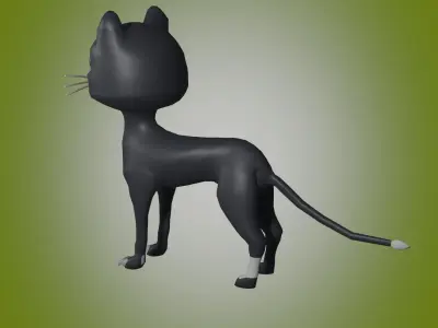 animated cartoon cat Low-poly 3D model