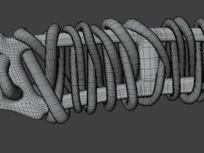 Knife with Rope Grip 3D Model 3D model
