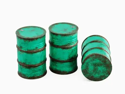 Used Steel Barrel 02 3D model